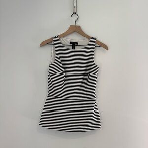 White House Black Market Black And White Striped PeplumTop Size 00